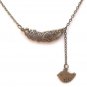 Antiqued Brass Leaf Bird Necklace