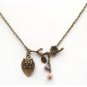 Antiqued Brass Branch Owl Necklace