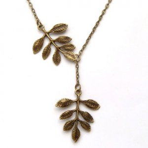 Antiqued Brass Leaf Necklace