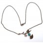 Antiqued Brass Branch Bird Turquoise Necklace