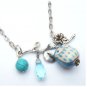 Leaf Turquoise Quartz Porcelain Owl Necklace