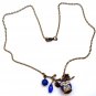 Antiqued Brass Leaf Jade Quartz Porcelain Owl Necklace