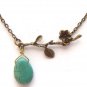 Antiqued Brass Branch Turquoise Necklace