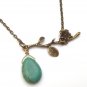 Antiqued Brass Branch Turquoise Necklace