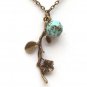 Antiqued Brass Branch Turquoise Necklace
