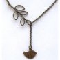 Antiqued Brass Leaf Bird Necklace