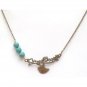 Antiqued Brass Branch Bird Turquoise Necklace
