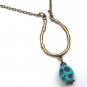 Antiqued Brass Branch Turquoise Skull NecklaceFrom gemandmetal