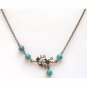 Antiqued Brass Branch Leaf Turquoise Necklace