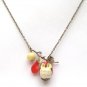 Antiqued Brass Leaf Coral Butter Jade Porcelain Owl Necklace