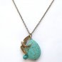 Antiqued Brass Bird Turquoise Necklace