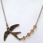Antiqued Brass Swallow Yellow Quartz Necklace