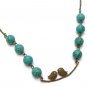 Antiqued Brass Bird Green Turquoise Necklace