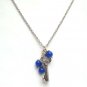 Silver Plated Brass Key Blue Jade Necklace