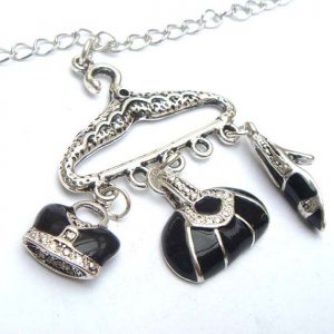 Silver Plated Hanger Shoe Bag Necklace