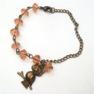 Antiqued Brass Owl Quartz Bracelet