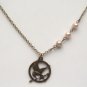 Antiqued Brass Hunger Game Mocking Bird Pearl Necklace Handmade Vintage Style