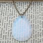 Opalite Teardrop Pendant Brass Necklace Handmade Vintage Style