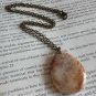 Natural Crazy Agate Teardrop Pendant Brass Necklace Handmade Vintage Style