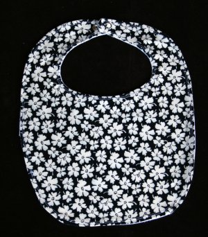 Black with White Flowers Bib
