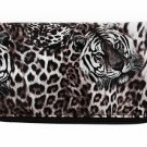 Leopard Print Dual Zippered Fashion Wallet (Brown)