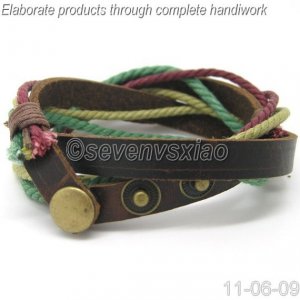 Leather and Rope Woven Bracelets Adjustable 3S