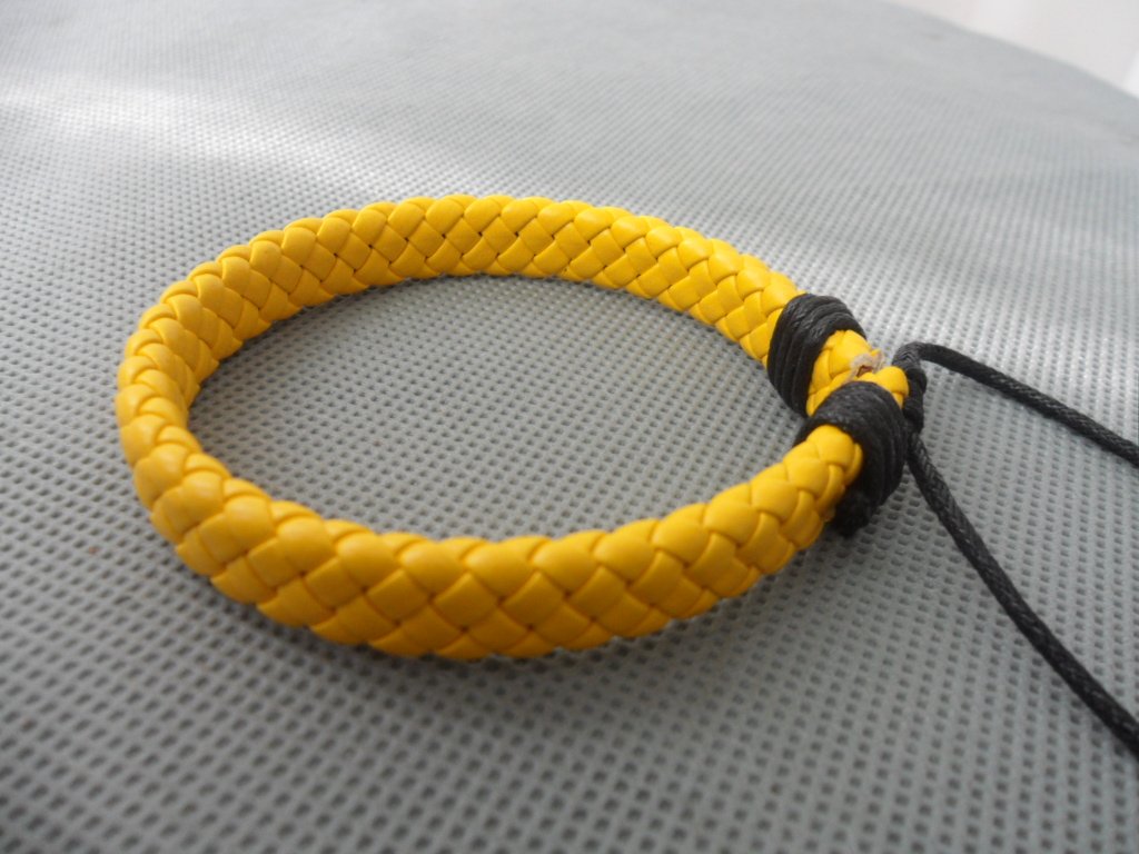 Adjustable yellow leather Cotton Rope Woven Bracelets 4S