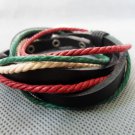 Real Leather and Multicolour Cotton Rope Woven Bracelets Adjustable 10S