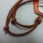 Brown real Leather and alloy feather pendant adiustable necklace N4