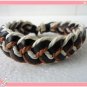 Adjustable black leather and Multicolour cotton ropes bracelet 19S