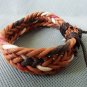 Adjustable black leather and Multicolour cotton ropes bracelet 21S