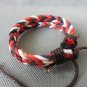 Adjustable black leather and Multicolour cotton ropes bracelet 22S