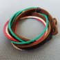 Adjustable black leather and Multicolour cotton ropes bracelet 24S