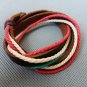 Adjustable black leather and Multicolour cotton ropes bracelet 24S
