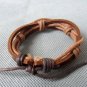 Adjustable black leather and Multicolour cotton ropes bracelet 29S