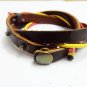 Adjustable black leather and Multicolour cotton ropes bracelet 30S
