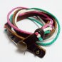 Adjustable black leather and Multicolour cotton ropes bracelet 31S