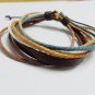 Adjustable black leather and Multicolour cotton ropes bracelet 32S