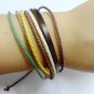 Adjustable black leather and Multicolour cotton ropes bracelet 33S