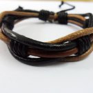 Adjustable leather and Multicolour cotton ropes bracelet 38S