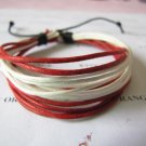 Adjustable leather and Multicolour cotton ropes bracelet 47S