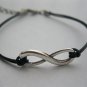 Black Ropes Steampunk Bracelet antique silver karma bracelet,Infinity Wish Bracelet 604S