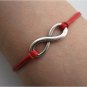 Red Ropes Steampunk Bracelet antique silver karma bracelet,Infinity Wish Bracelet 606S