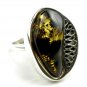 Silver RING with natural BALTIC AMBER - size P