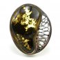 Silver RING with natural BALTIC AMBER - size P