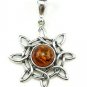 .925 silver CELTIC SUN PENDANT with genuine cognac BALTIC AMBER stone