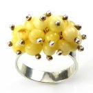 CLOUDY-BUTTER BALTIC AMBER RING - STERLING SILVER - SIZE M