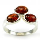 COGNAC BALTIC AMBER RING - STERLING SILVER - SIZE R