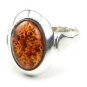 .925 silver RING with genuine cognac BALTIC AMBER stone - size P