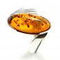 Sterling silver RING with genuine cognac BALTIC AMBER stone - size P